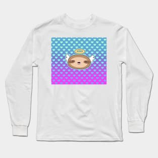 Angel Face Sloth - Ombre Hearts Pattern Long Sleeve T-Shirt